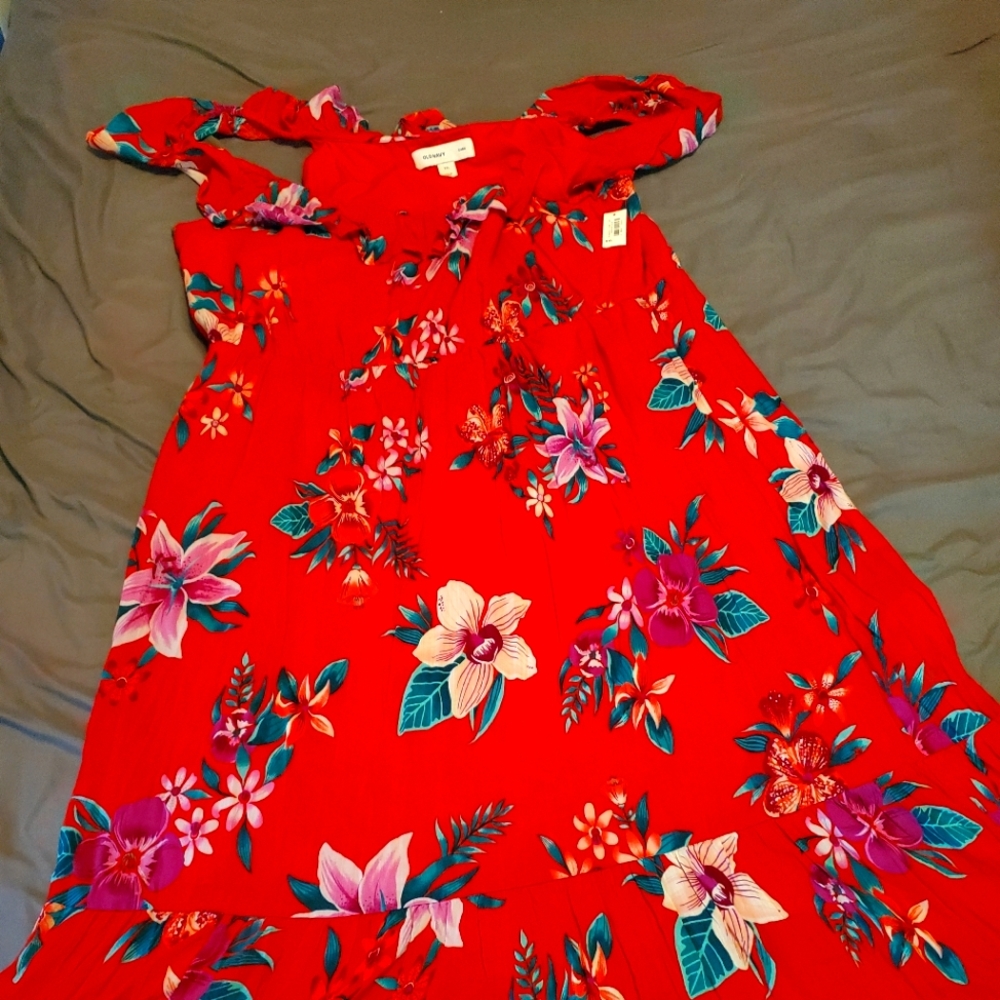 Red Floral Long Dress